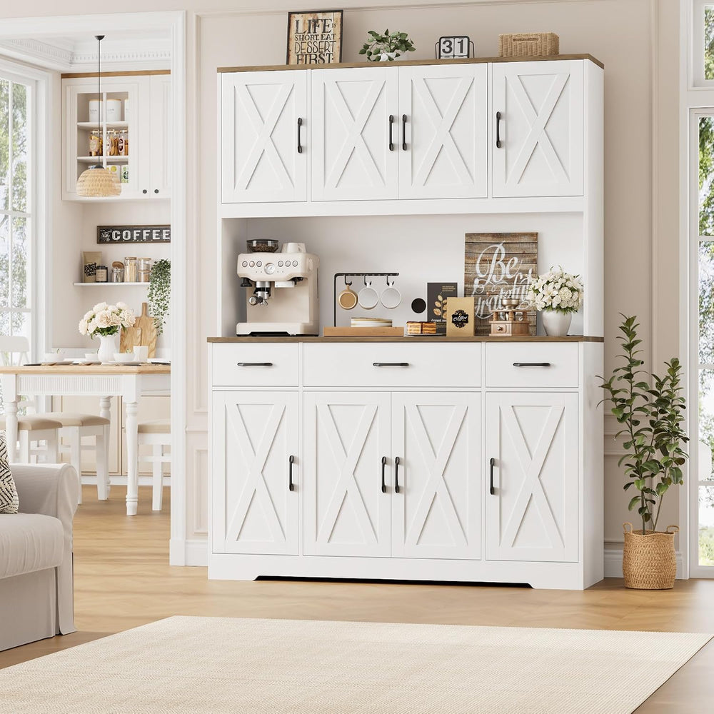 HOSTACK 71" Tall Kitchen Pantry Storage Cabinet, 55" W Kitchen Hutc...