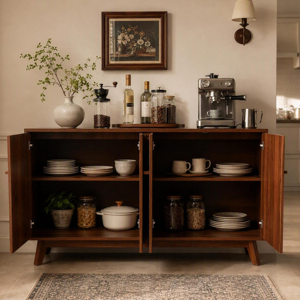 knoworld 59" Sideboard Buffet Cabinet with Storage, Modern Credenza, Brown