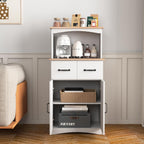 Microwave Cabinet with Storage and Drawers, Kitchen Microwave Stand with Storage, Microwave Stand with Hutch & Adjustable Shelves, Microwave and Coffee Bar Cabinet for Kitchen, Dining Room