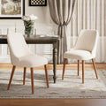 MALOL Dining Room Chair Set of 2, Upholstered Kitchen Chairs with Wood Legs, High-Back Padded Dining Chairs for Dining Room/Restaurant/Cafe, Beige