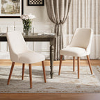 MALOL Dining Room Chair Set of 2, Upholstered Kitchen Chairs with Wood Legs, High-Back Padded Dining Chairs for Dining Room/Restaurant/Cafe, Beige