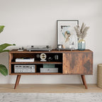 Cozy Castle TV Stand for 48 Inch TV, Mid Century Modern Entertainment Center with Storage Cabinet, TV Media Console for Living Room, Bedroom, Rustic Brown