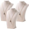 3Pcs Necklace Bust Stand for Selling, Linen Necklace Display Holder, Jewelry Necklace Organizer Rack for Shop Store Exhibition Show (9" Height)