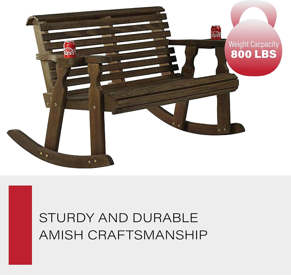 Amish Casual Heavy Duty 800 Lb Roll Back Pressure Treated Double Rocker with ...