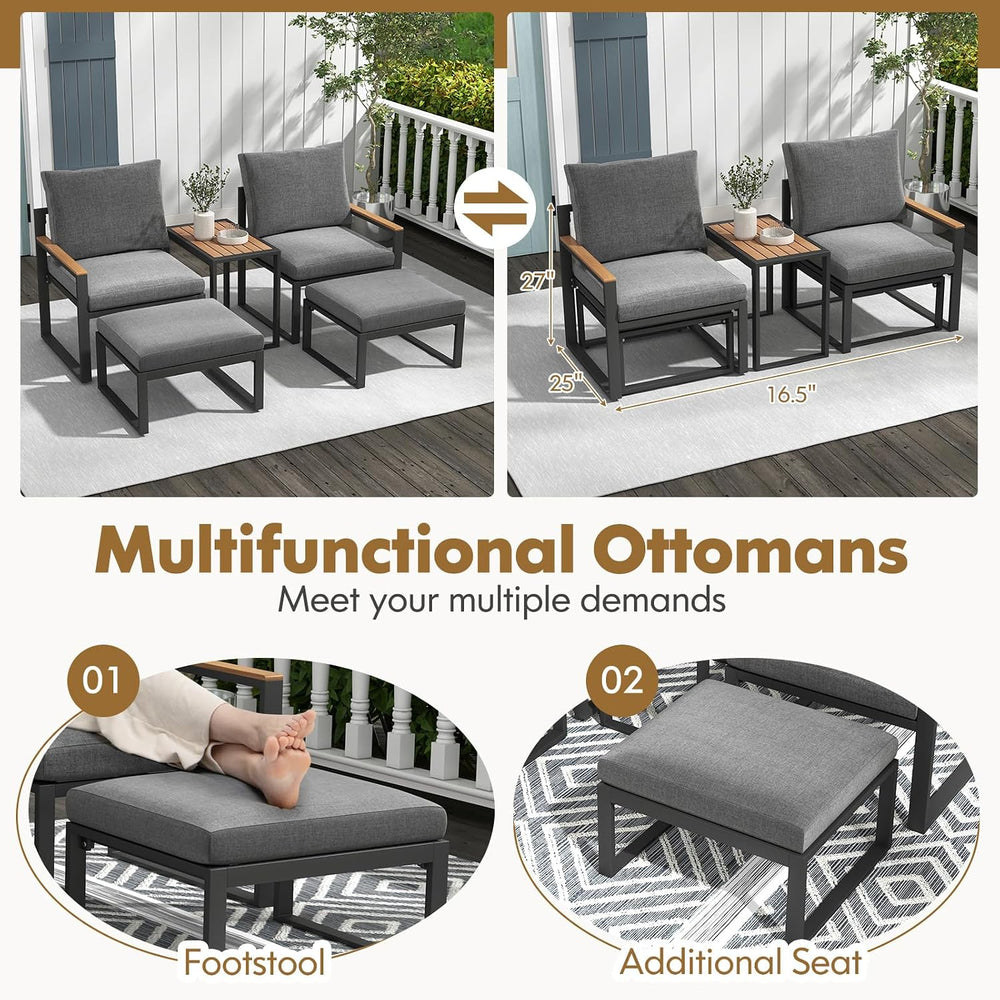 Tangkula Patio Ottoman Footrest, 220 LBS Capacity Outdoor Foot Stool with Cus...