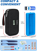 Insulin Cooler Travel Case, TSA Approved Refrigerated Medicine Travel Bag with Protective Ice Brick, Temperature Display Diabetic Medication Cooling Bag for Pen & Vials (Black)