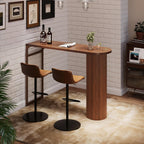 55" Long Bar Table, Fluted Wood Counter Height Pub Table, High Top Kitchen Breakfast Bar Tables with Sturdy Metal Frame, Modern Bar Height Dining Table for Bistro, Dining Room, Living Room