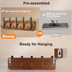 Dseap Coat Rack Wall Mounted - 5 Tri Hooks, Heavy Duty, Wooden Wall Coat Hanger Coat Hook for Clothes Hat Jacket Clothing, White & Black, Pack of 2