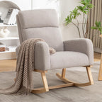 HCHAIRH Rocking Chair Nursery, Nursing Rocking Chairs, Upholstered Nursery Glider Rocker for Mom Nursery Morden Rocking Chair with Side Pocket for Living Room,Bedroom, Teddy Light Gray