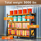 3000LBS Storage Shelves,48" W Garage Shelving Heavy Duty 4 Tier Metal Storage Rack Shelf，Industrial Shelving Adjustable Shelf for Basement Warehouse 48" W x 24" D x 70" H，Black