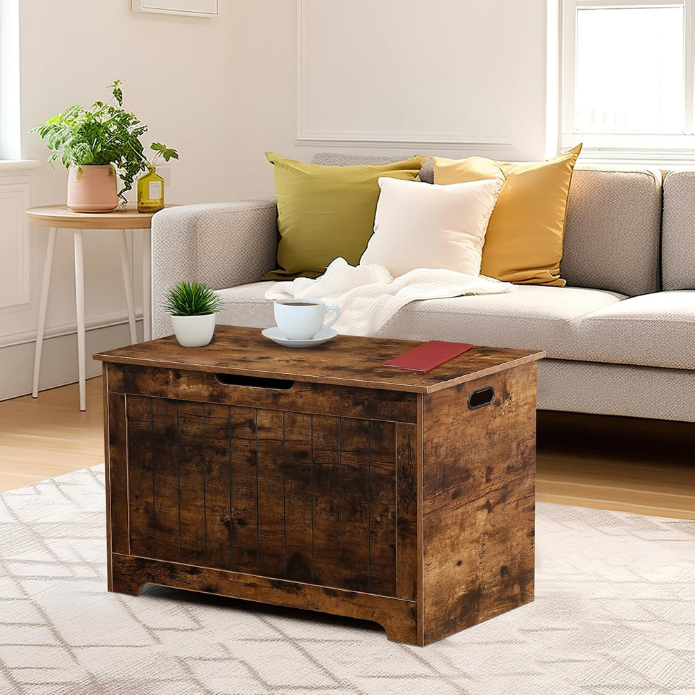 Wooden Storage Chest,30/40 Inch Storage Trunk w/2 Safety Hinges, Storage Benc...