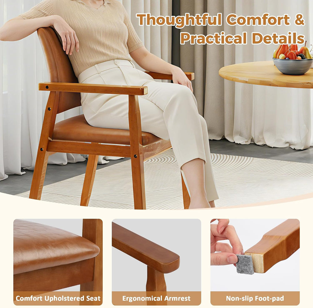 NOBPEINT Mid-Century Modern Dining Chairs with Armrest Set of 1, PU Leather U...