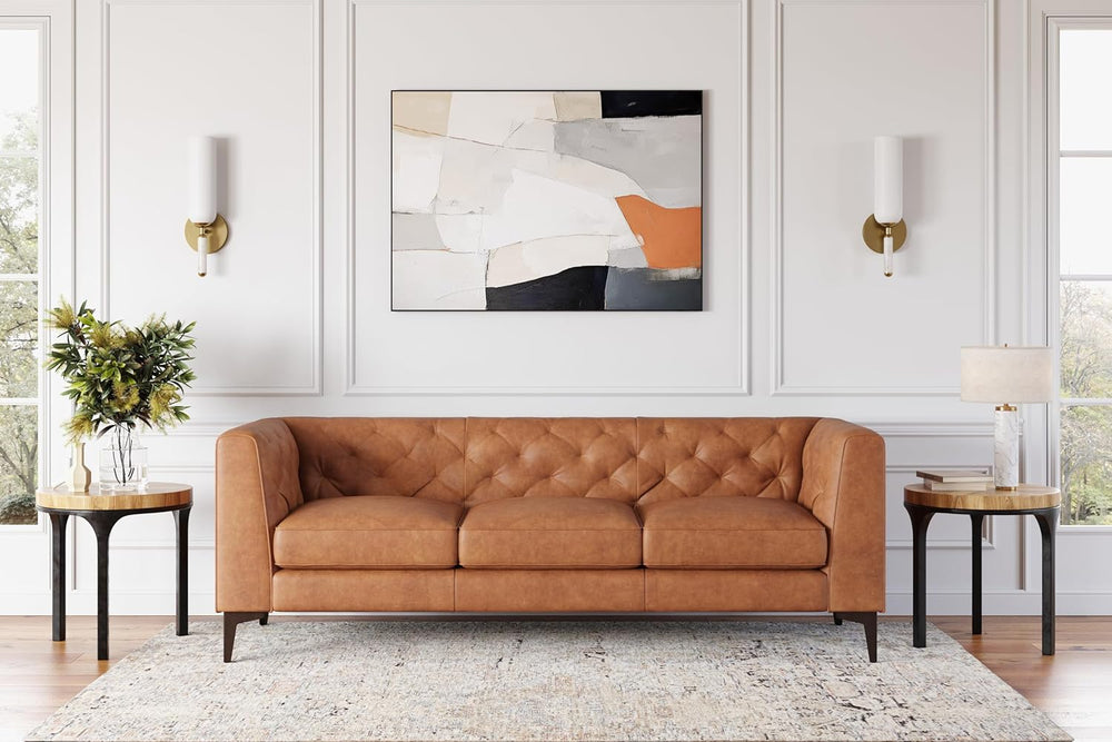 Valencia Avery Leather Couch 89" | Top Grain Nappa 11000 Leather 3 Seate...