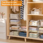 Yociyoga 6-Tier Stackable Closet Organizers and Storage Shelves, Closet Shelf Organizer Basket Bins, Foldable Sweater Storage for Clothes Organizer System, White（Patent No. 30022416）