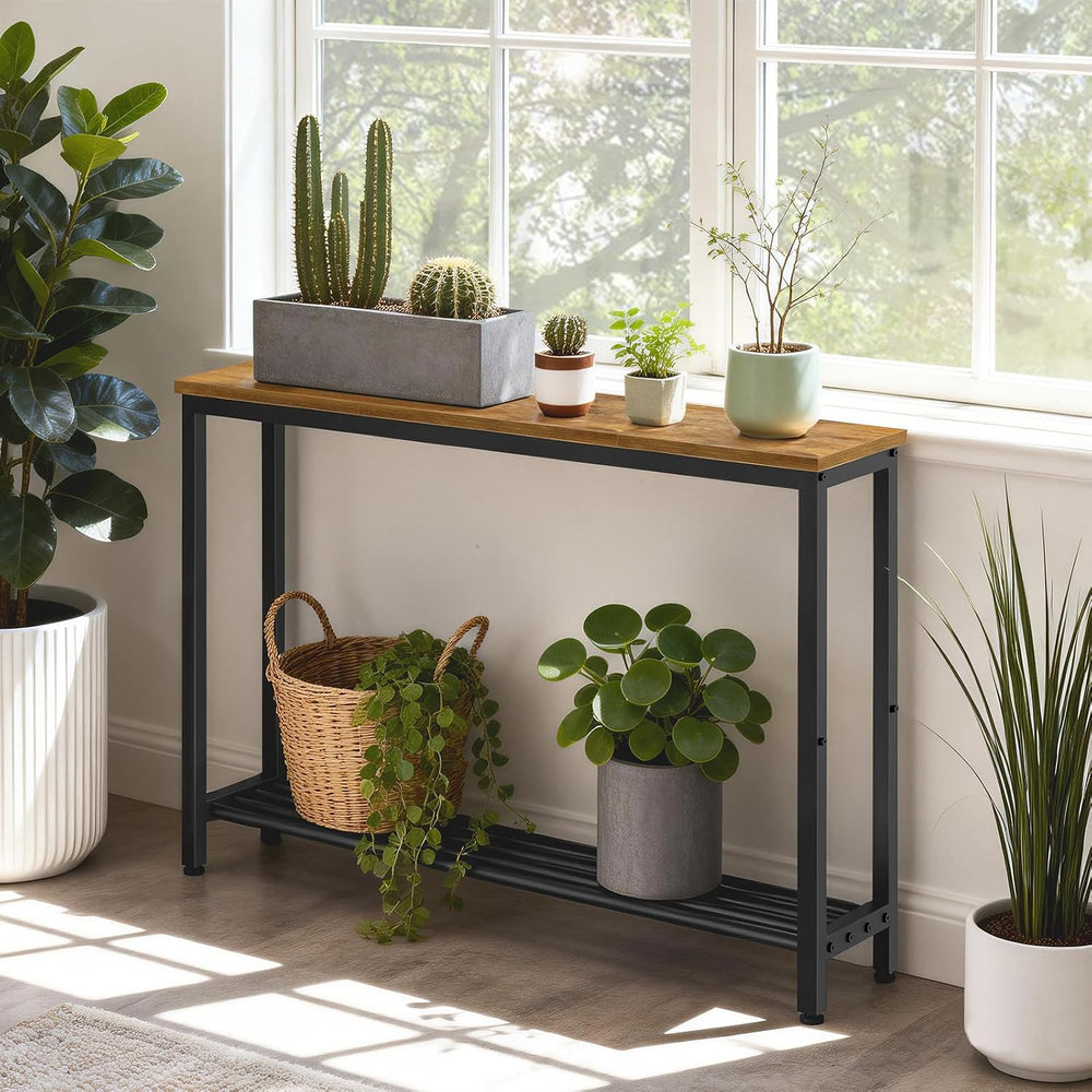 YATINEY Narrow Console Table, 2-Tier Small Sofa Table, 39.4" Thin Entryw...