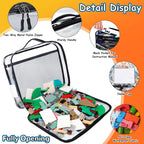 4 Pack Toy Storage Organizer Bag for Lego Bricks, Clear PVC Zippered Block Set with Manual Pocket& Name Tag, Waterproof Toy Carrying Case for Board Game, Building Blocks& Puzzles (Large, Black)