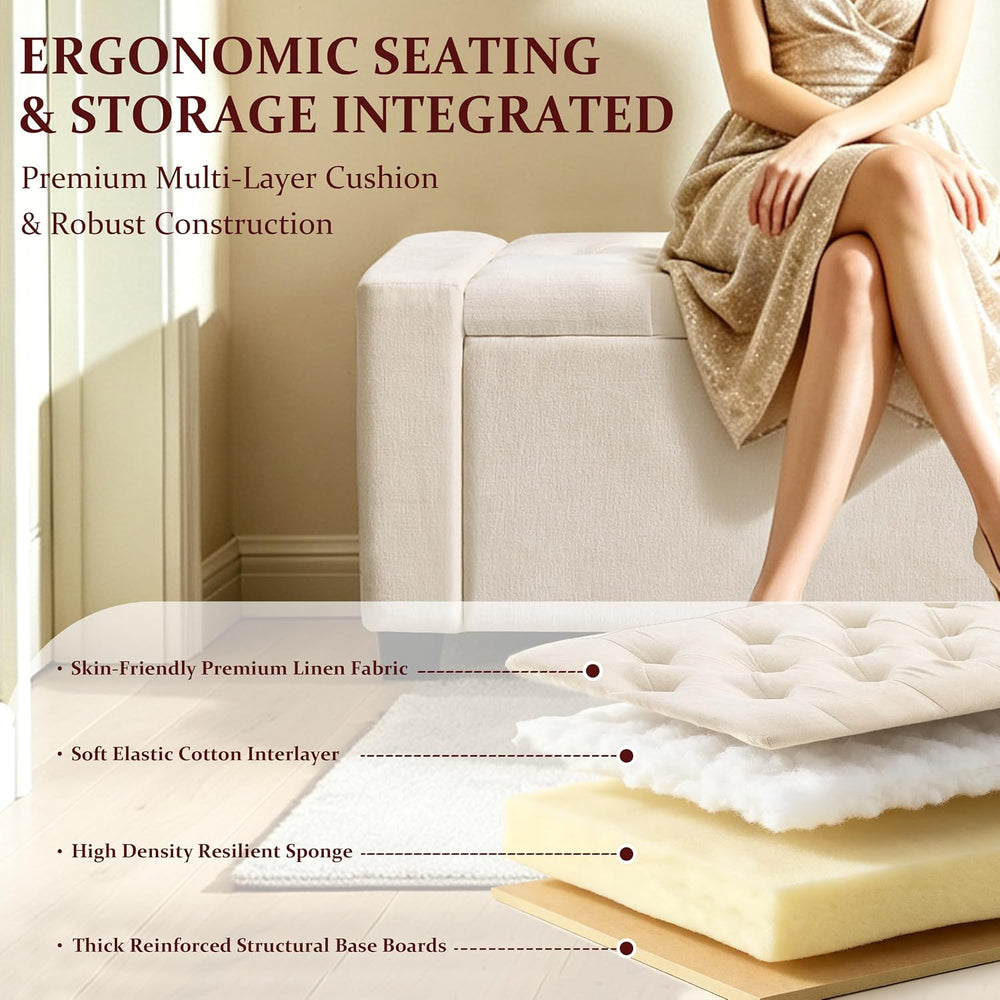 Royal Windsor Ottoman with Storage,Tufted Storage Bench for Bedroom | End of ...