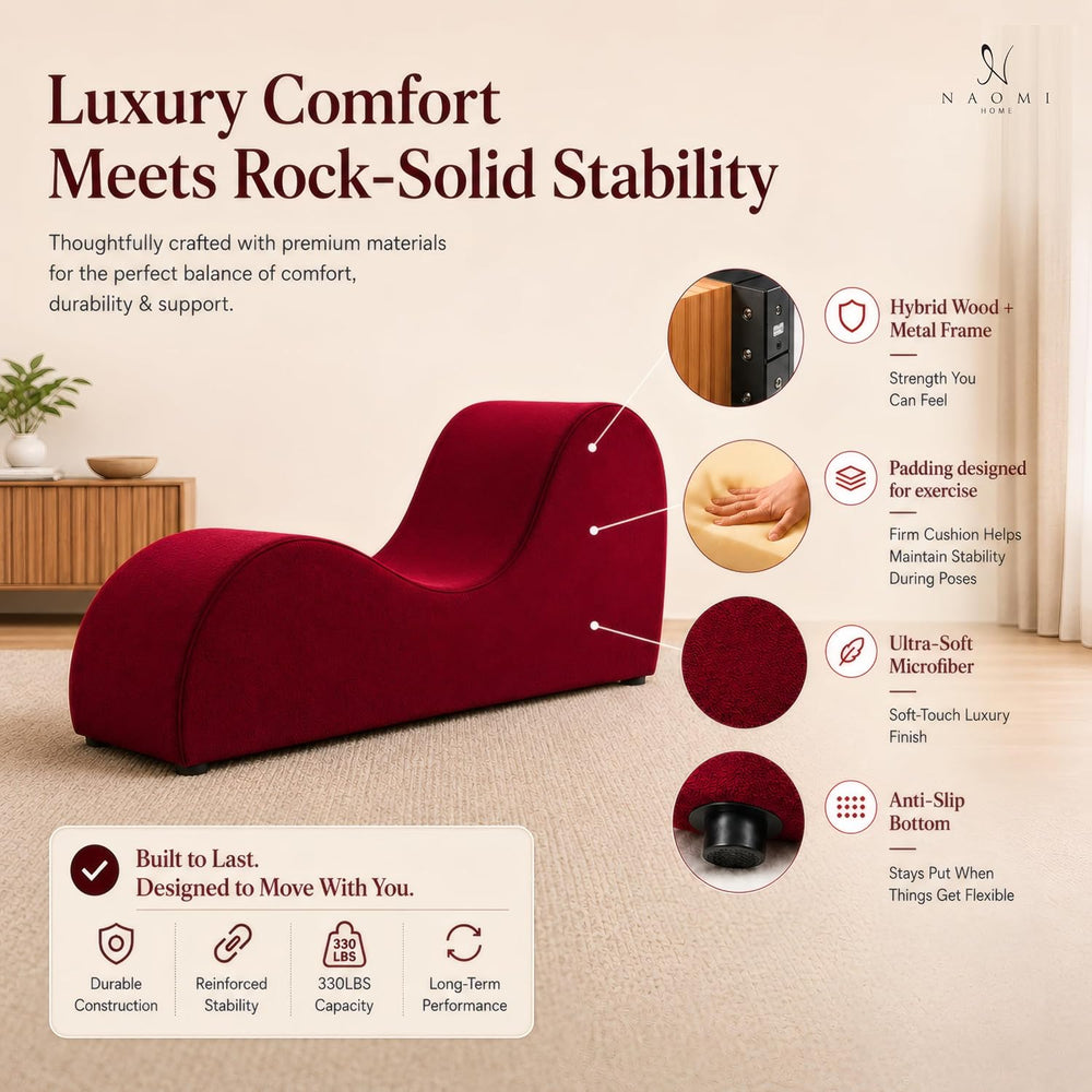 Naomi Home Leticia Ergonomic Yoga Chaise Lounge Chair, Red
