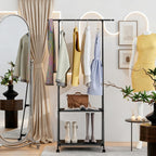 GcdPai Freestanding Clothing Rack Double-Tier with Shoe Storage | Space-Saving Closet Organizer, For Entryway, Bedroom & Walk-In Wardrobe, Triangle Coat Rack, Garment Rack