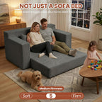 Convertible Sofa Bed, 5 in 1 Small Boneless Couch Pull Out Loveseat Sleeper Sofa,Corduroy Futon Couch Folding Mattress with 4 Pillows for Living Room