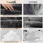 ovios Modular Sectional Sofa Couch with U-Shape Chaise Ottomans, Comfy Plush Corduroy Cloud Couches, Modern Luxury Deep Seat Sofas Set for Living Room, 9-Seater, Grey