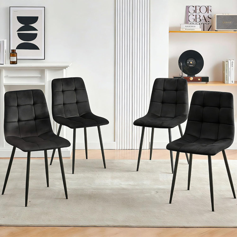 Homedot Black Dining Chairs Set of 4, Modern Upholstered Velvet Kitchen Recep...