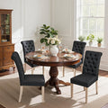 CHUN YI Dining Chairs Set of 4, Button Tufted Upholstered Fabric Dining Room Chairs with Solid Wood Legs and Curved Back, Parsons Side Chairs for Kitchen, Dark Grey