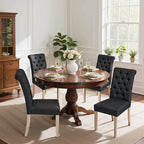 CHUN YI Dining Chairs Set of 4, Button Tufted Upholstered Fabric Dining Room Chairs with Solid Wood Legs and Curved Back, Parsons Side Chairs for Kitchen, Dark Grey