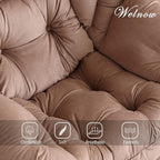Welnow Lazy Chair with Ottoman, Modern Lounge Accent Chair with Armrests and a Side Pocket, Leisure Sofa Chair Set, Reading Chair with Footrest for Small Space, Corner Chair, Dark Brown