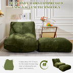 Bean Bag Chair with Ottoman, Comfy Bean Bag Sofa with Memory Foam, Lazy BeanBag Sofa with Footstool, Fireside Bean Bag Couch for Living Room, Bedroom, Apartment (Green)
