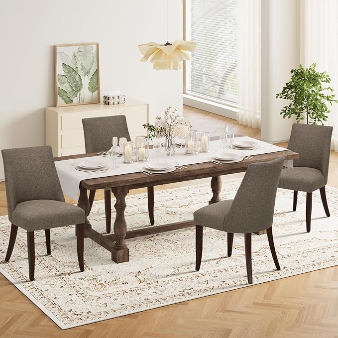 COLAMY Upholstered Dining Chairs Set of 4, Mid Century Modern Kitchen Chairs ...
