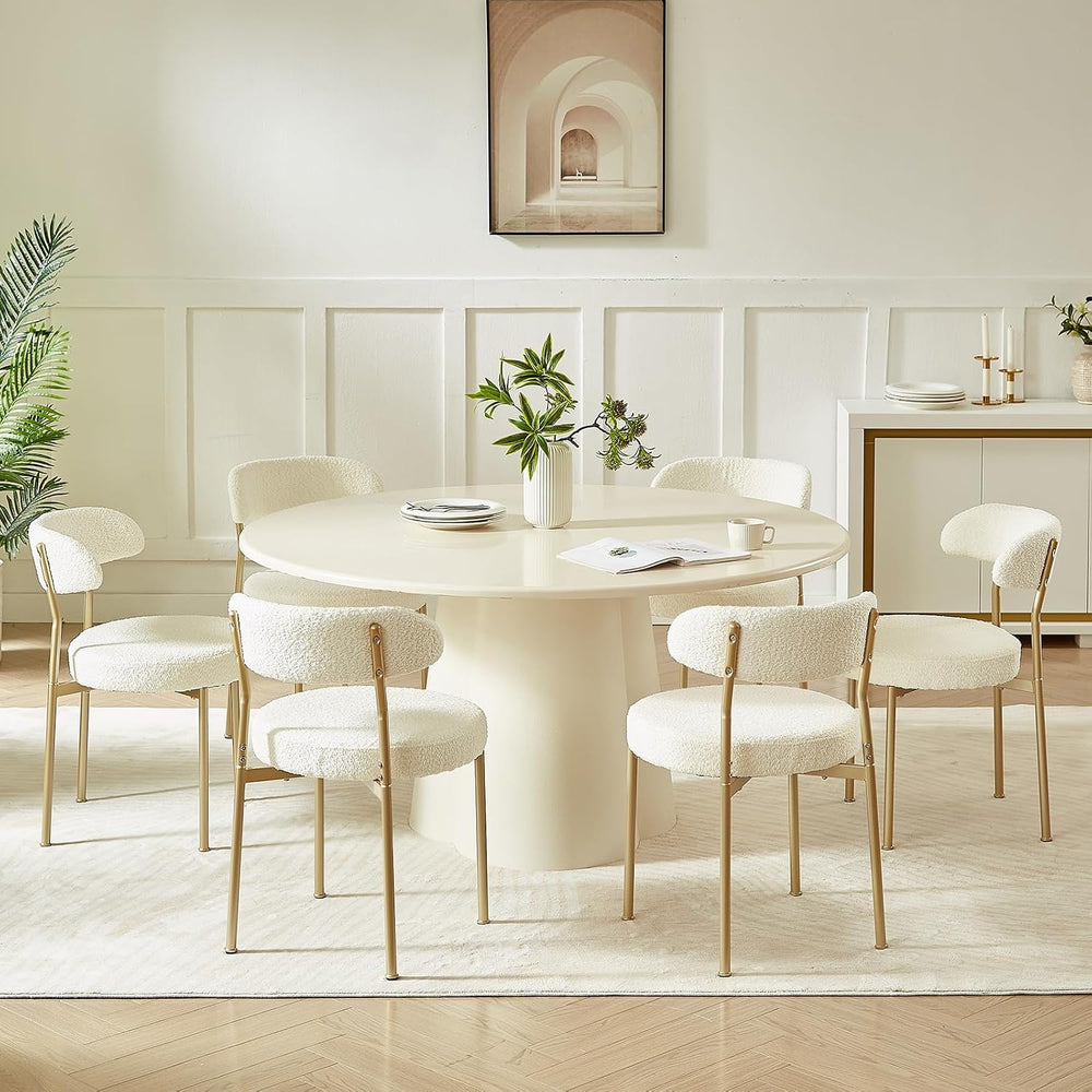 SoarFlash Dining Chairs, Beige Boucle Dining Chairs Set of 6, Kitchen Dining ...