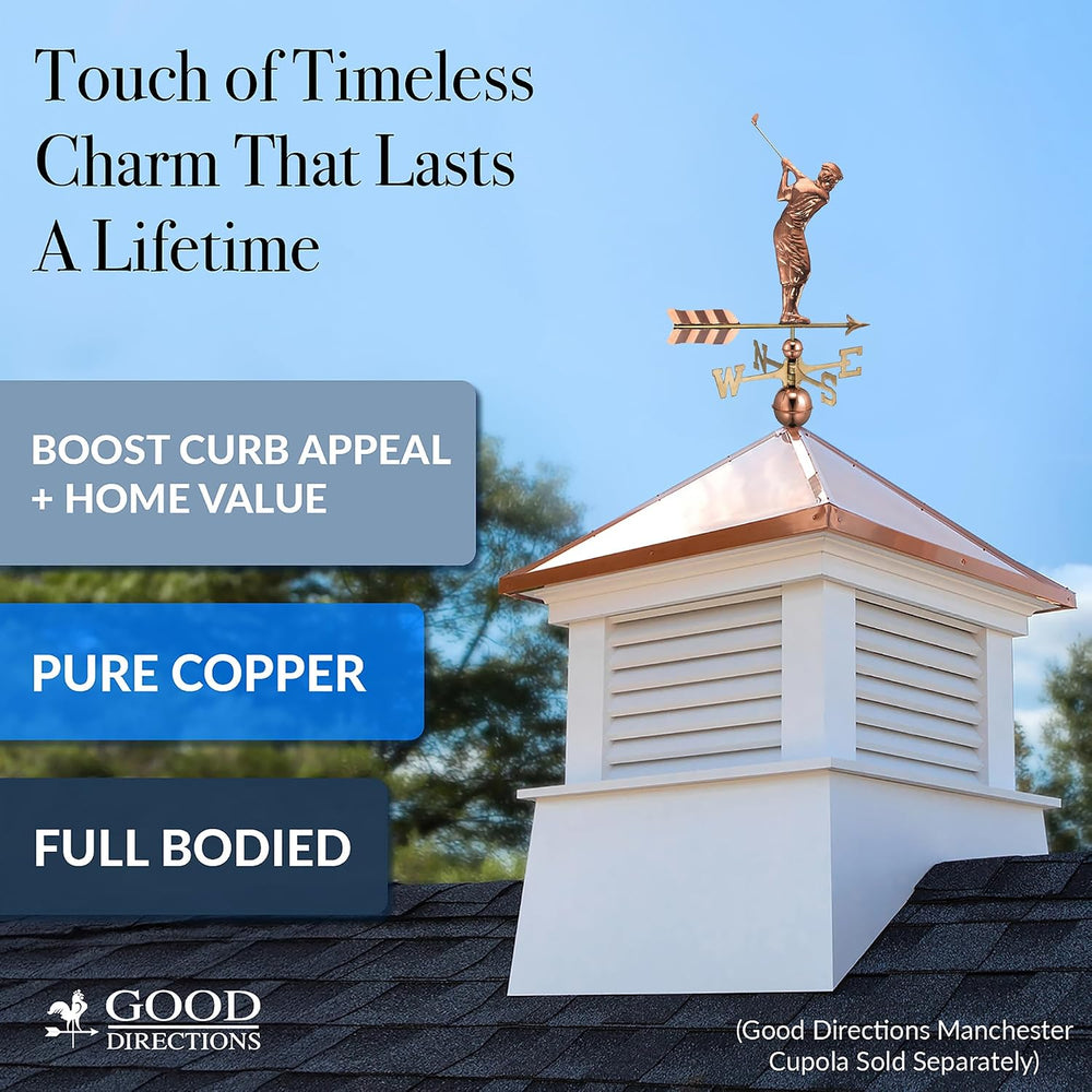 Good Directions Golfer Weathervane, Pure Copper