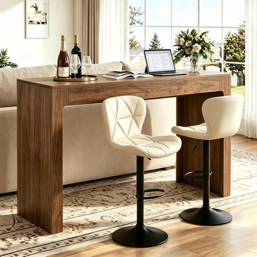 Miereirl 55” Bar Table，Modern Counter Height Pub Table, Long Bar Dining Table...
