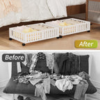 Bamboo Under Bed Storage with Wheels,Rolling Underbed Shoe Organizer Box for Shoes,Blankets,Toys,Clothes Container Space-Saving Bins for Bedroom,Closet,Dorm,Nursery