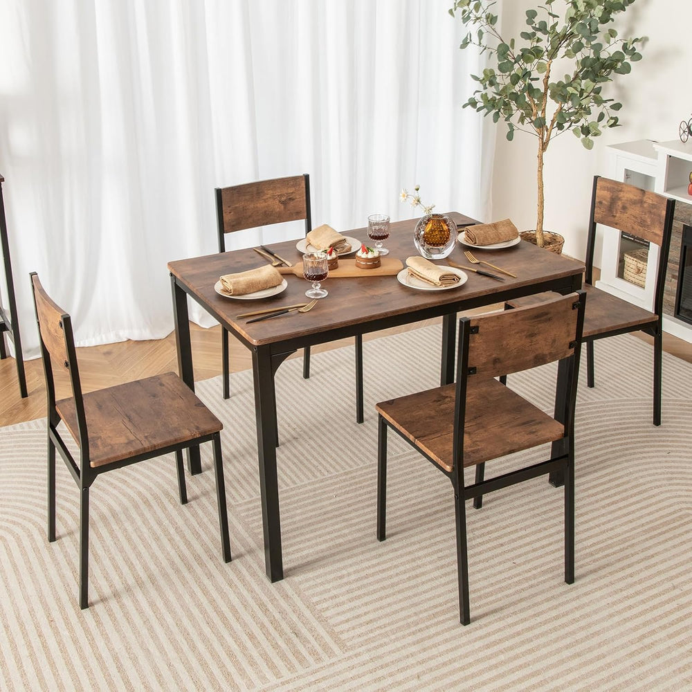 Tangkula 5-Piece Dining Table Set for 4 | Heavy Duty Metal Frame, Space-Savin...