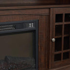 Rustic TV Stand with Electric Fireplace: Tall Wood Entertainment Center Console for 60 Inch TV - Espresso
