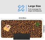 Leopard Print Mouse Pad – Large Extended Desk Mat 35.43 x 15.75 in – Bold Cheetah Animal Pattern, Non-Slip Rubber Base, Waterproof Surface, Fashionable Keyboard & Mouse Pad for Office, Home, or Gaming