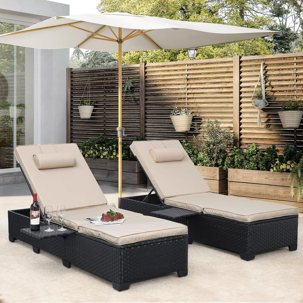 WAROOM Outdoor Chaise Lounge Chairs for Outside Patio Furniture Set of 2 Wick...