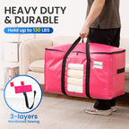 TAILI 6 Pack Pink Extra Large Moving Bags, Heavy Duty Totes with Visible Window, Wrap Around Handles, Space-Saving Storage Solution, Alternative to Moving Boxes