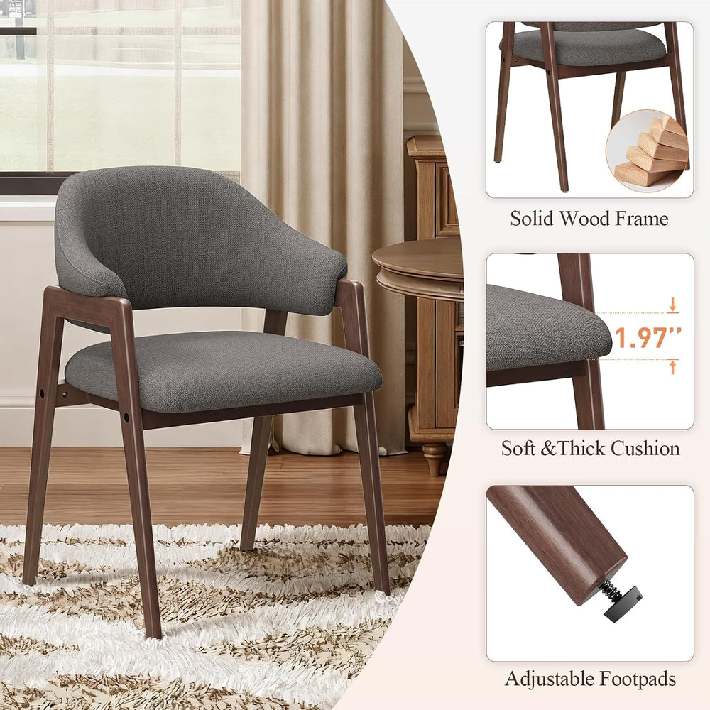 MALOL Wooden Dining Chairs Set of 4, Modern Fabric Upholstered Dining Room Ch...