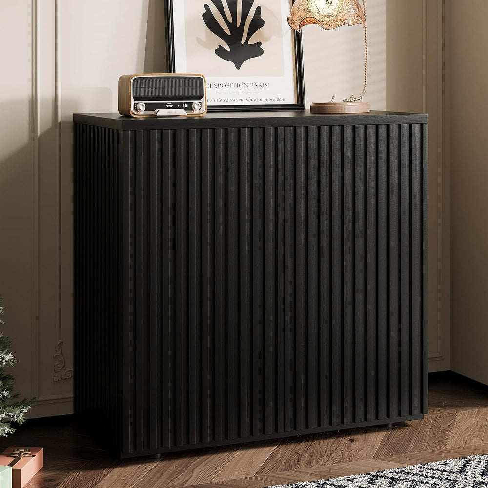 Rophefx Fluted Sideboard Cabinet, Buffet Cabinet with Storage, Credenza Stora...