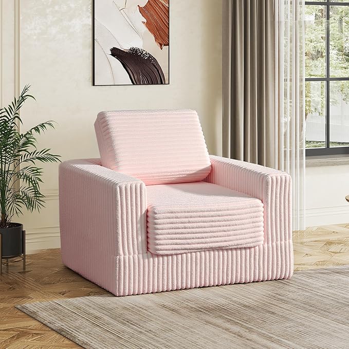 WLIVE Compact Bean Bag Chair, Single Foam Couch Chair, for Dorm Bedroom Kids Playroom, Teen Adult, Pink