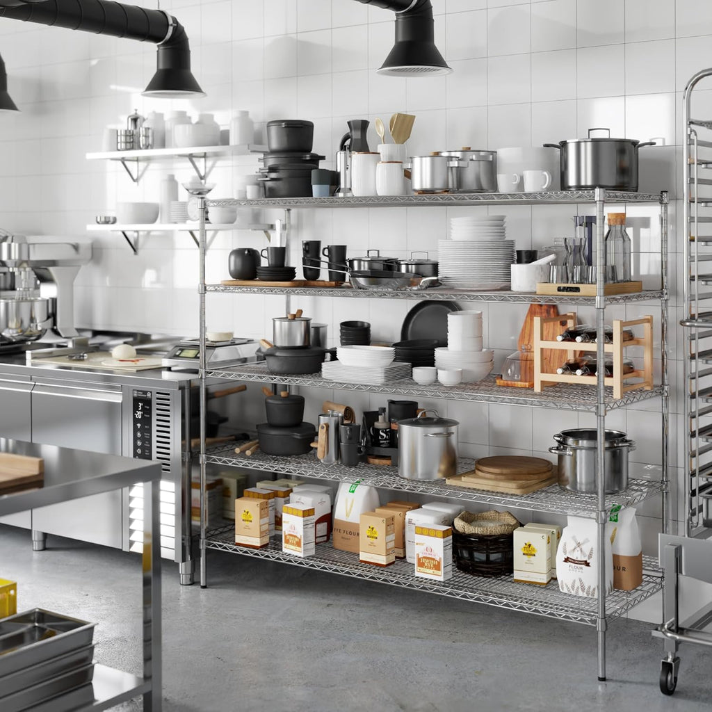 24" Deep x 72" Wide x 64" Height Wire Shelving Kit | 5-Tier | NSF Commercial Storage Rack Unit