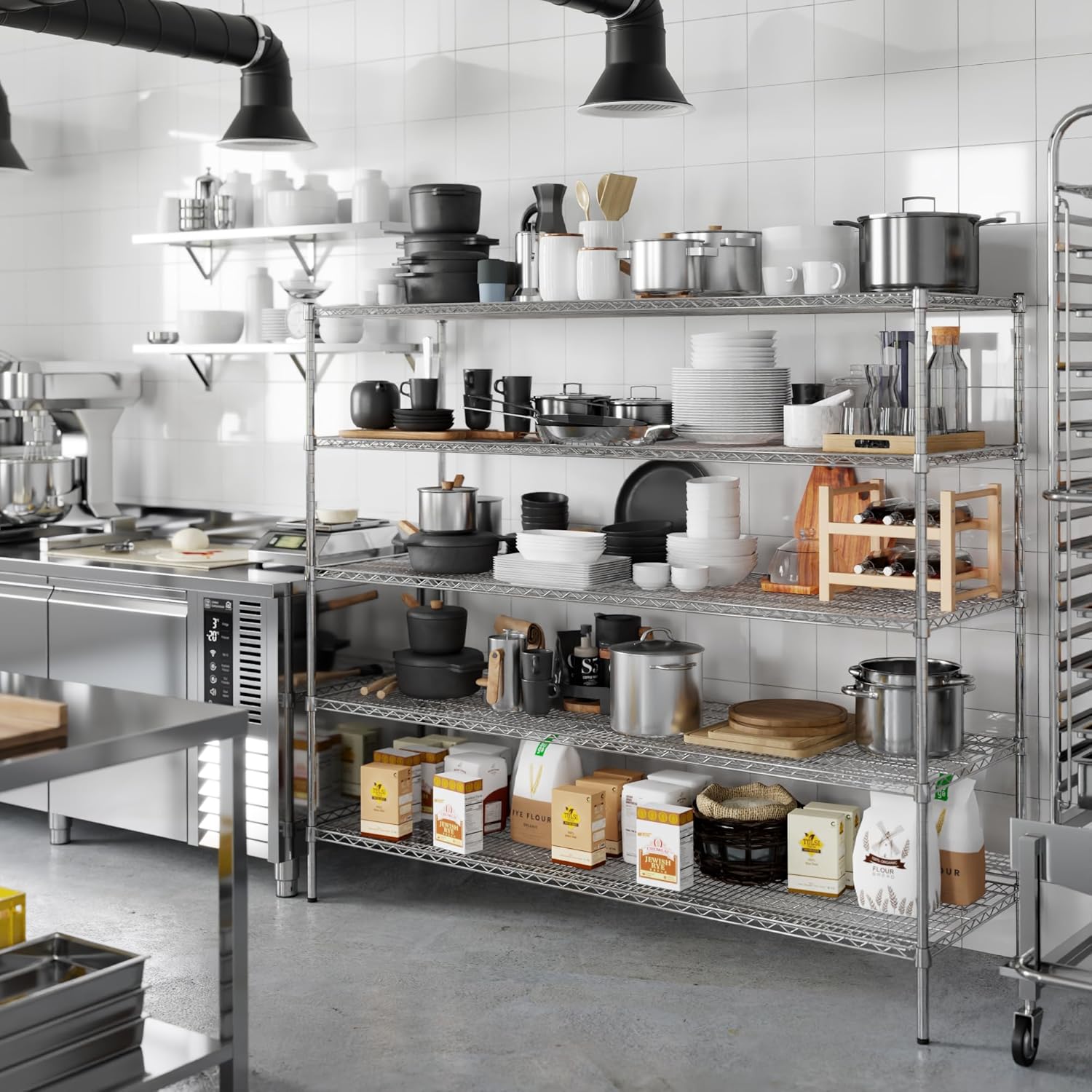 24" Deep x 72" Wide x 64" Height Wire Shelving Kit | 5-Tier | NSF Commercial Storage Rack Unit
