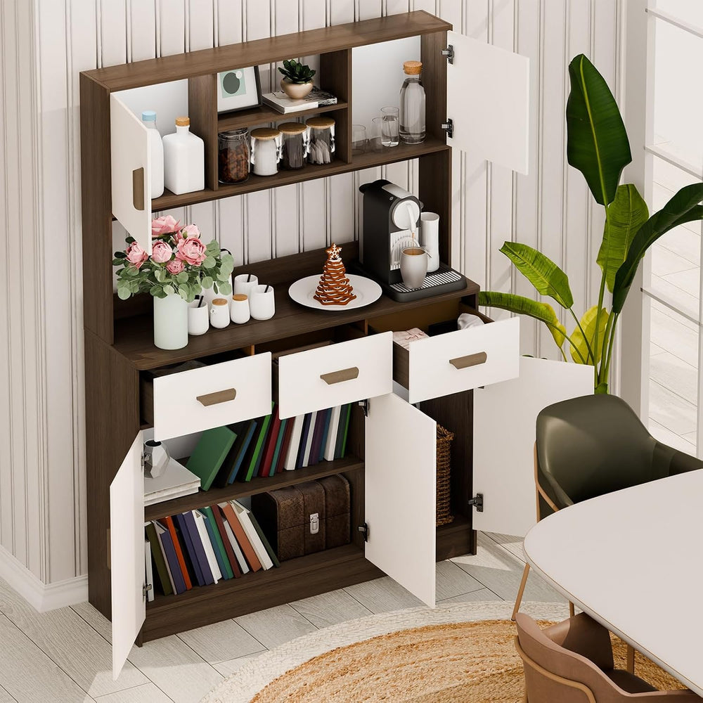 Kitchen Pantry Storage Cabinet, Hutch Cabinet with Buffet Cupboard, Utility P...