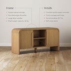 Nathan James Iris Mid Century Modern Minimalist TV Stand with Storage, Media Console Cabinet for TVs Up to 50", Light Brown