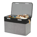 Large Toy Box with Flip-Top Lid, Collapsible Storage Organizer Bins with Dividers and Handles, Kids Bin Chest Baskets for Toys, Playroom Organizers, Nursery 25"x13" x16" (Balck & Gray)