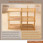 4-Tier Vertical Shoe Rack - Tall Narrow Shoe Rack Organizer for Small Spaces,Bamboo Shoen Shelf for Entryway,Closet,Corner,Doorway,Skinny Shoe Shelf Space Saving Shoe Storage (Natural, 4-Tier)
