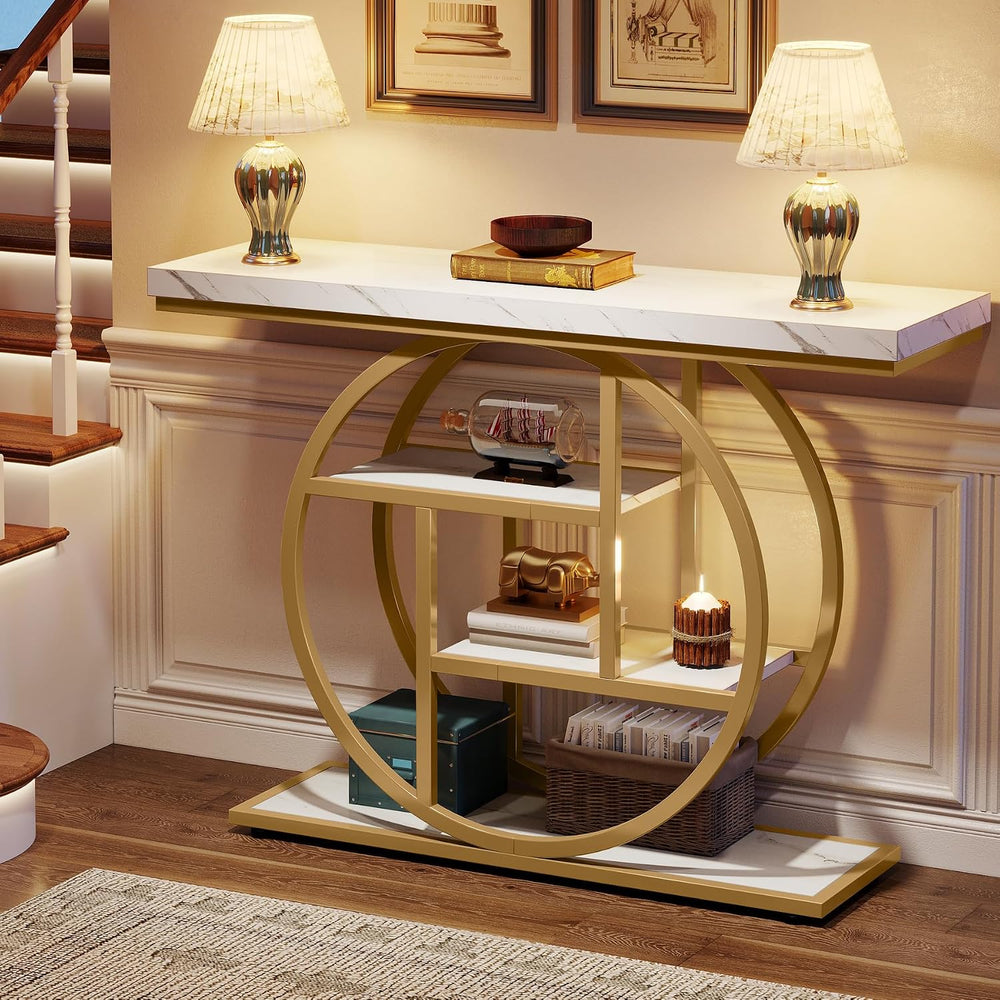 Tribesigns 41.3" Console Table, Industrial 4-Tier Sofa Entryway Table wi...